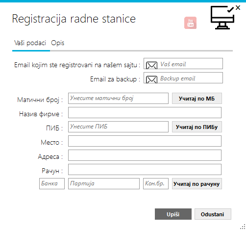 Registracija radne stanice